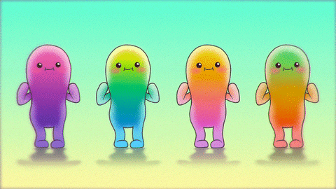 gif ilustrativo de linfonodos coloridos dançando
