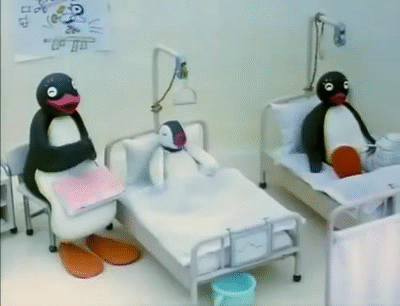 pinguins comemorando tratamento efetivo com taxol
